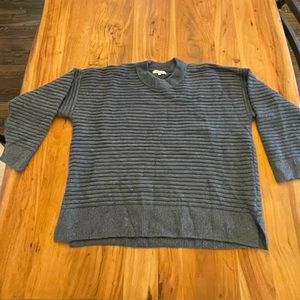 Blue Ribbed Wool Madewell Sweater, Size Large